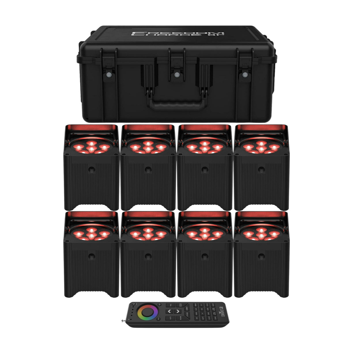 Chauvet DJ Freedom Par T6 Battery-Operated LED Lights w/Case Bundle (8-Pack)