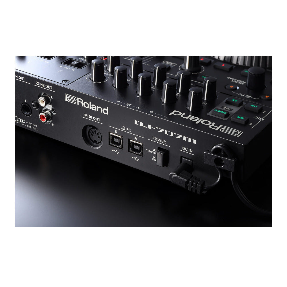 Roland DJ-707M Compact Rugged Mic Section Dual USB Ports Serato DJ Controller