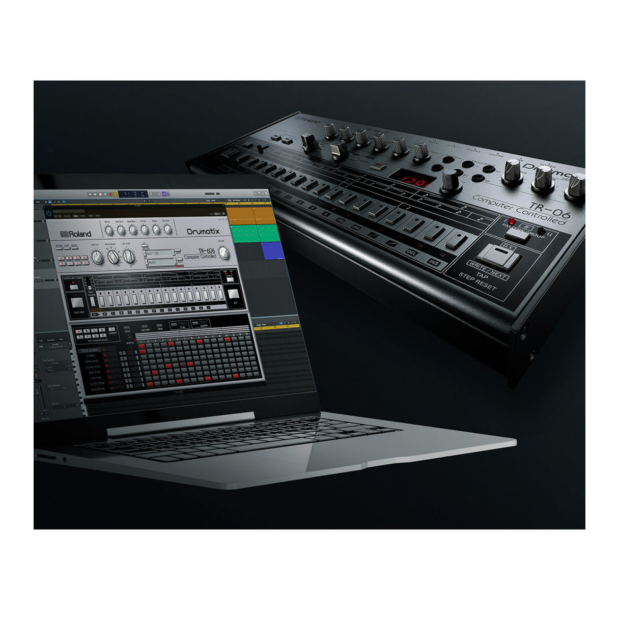 Roland Boutique Compact Metal Top Drum Machine with Color-Matched Case (Silver)