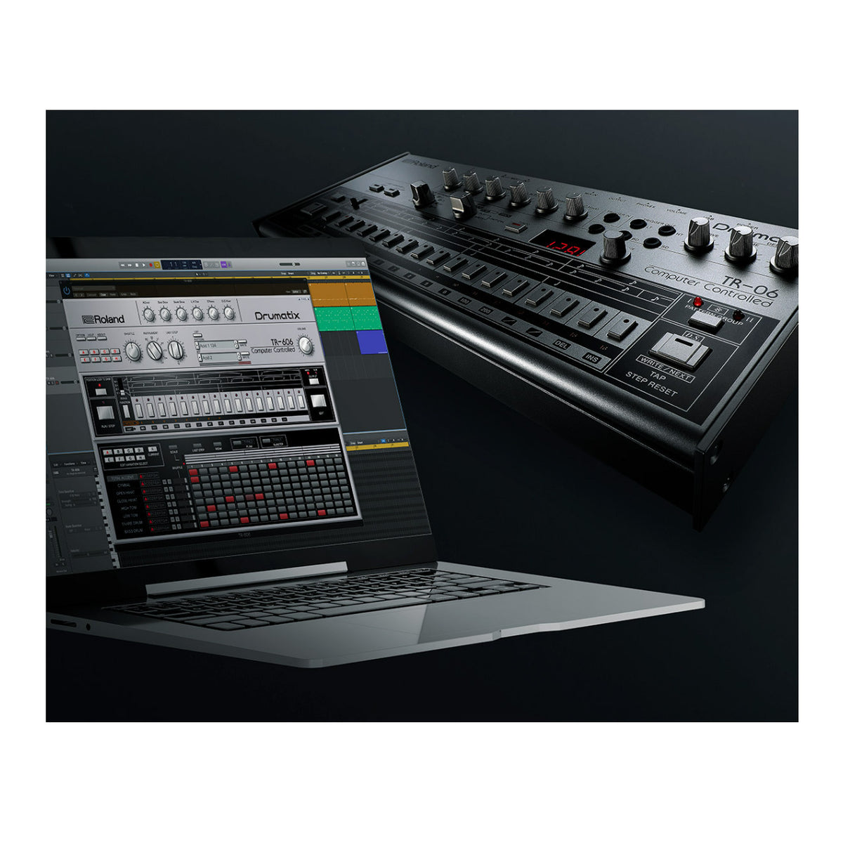 Roland Boutique Compact Metal Top Drum Machine with Color-Matched Case (Silver) (Open Box)