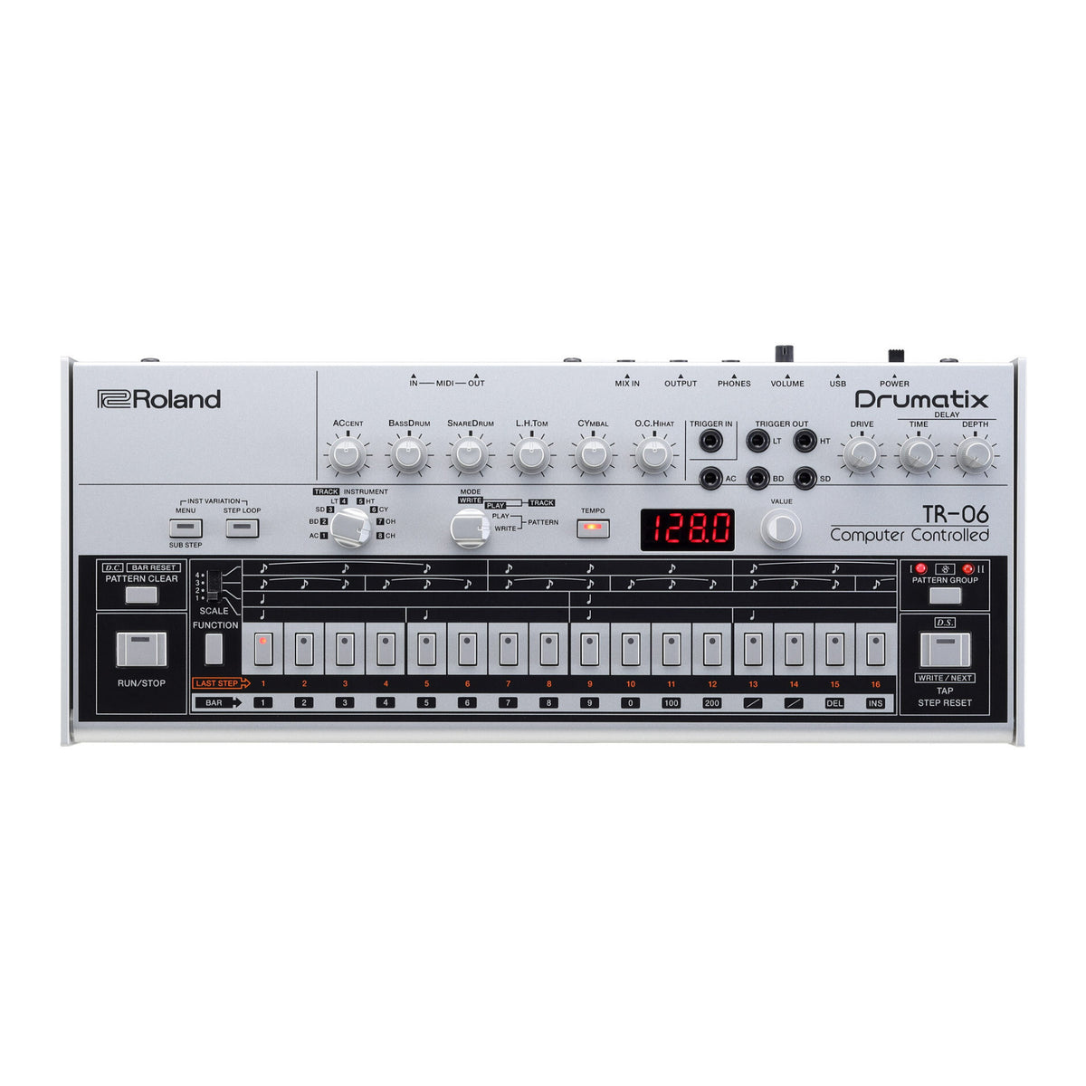Roland Boutique Compact Metal Top Drum Machine with Color-Matched Case (Silver) (Open Box)