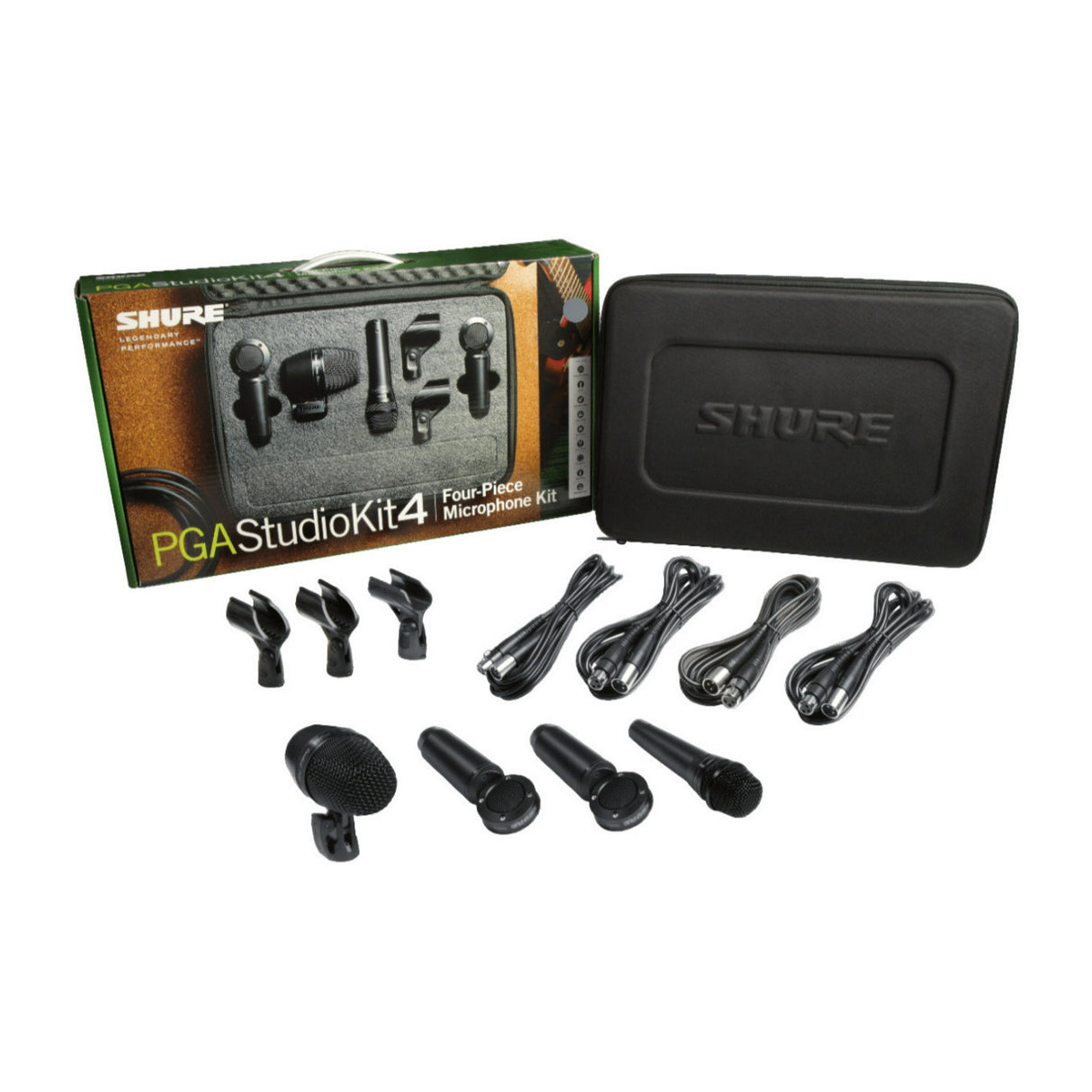 Shure 4-Piece Studio Microphone Kit with 4 Microphones, 4-XLR Cables and Case