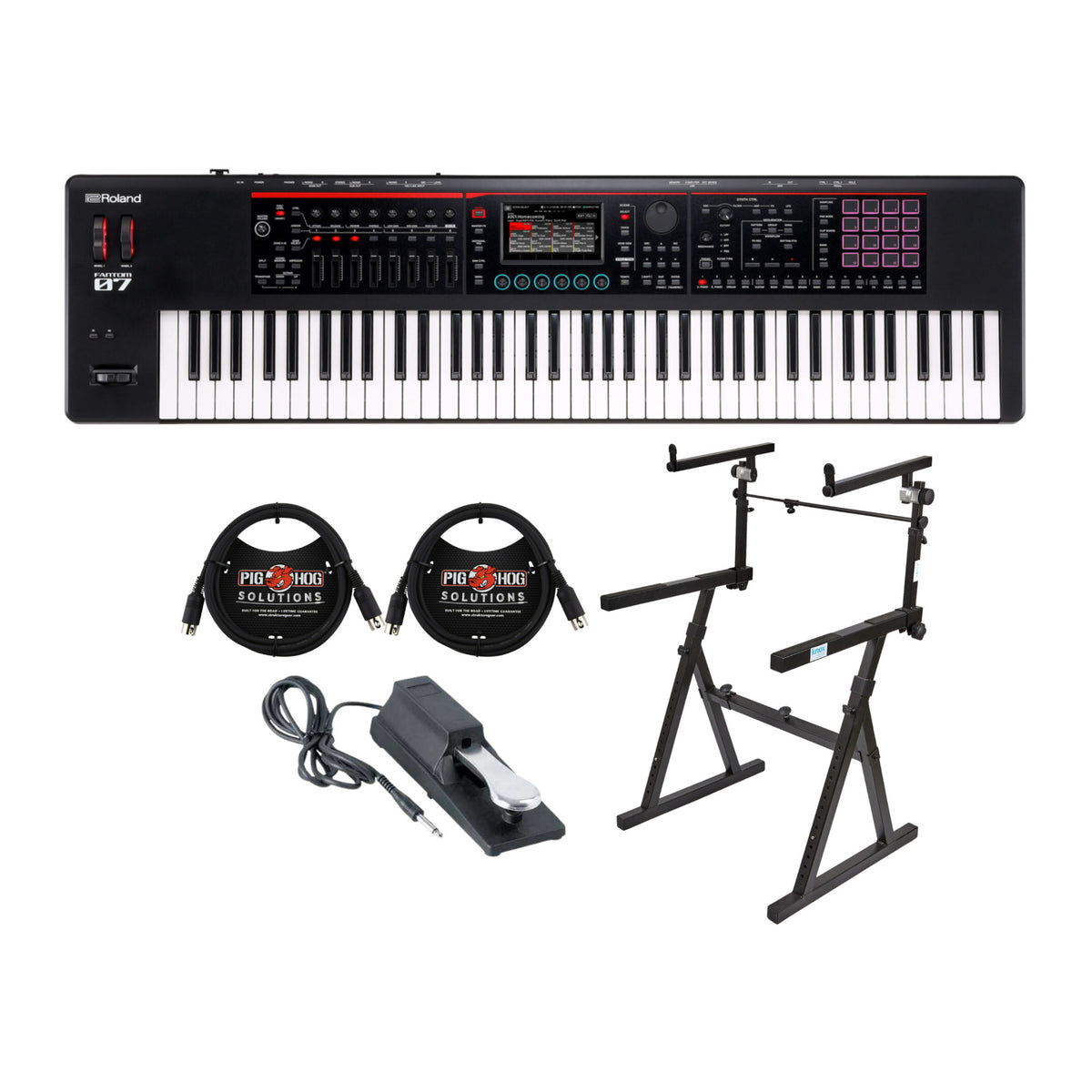 Roland FANTOM-07 76-Key Workstation Synthesizer Keyboard w/Keyboard Stand Bundle