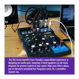 Yamaha MG06 6 Input Stereo Mixer with Microphone Stand and 3x XLR Cable Bundle