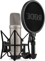 Rode NT1 5th Generation Condenser Microphone, SM6 ShockMount, Pop Filter, Silver