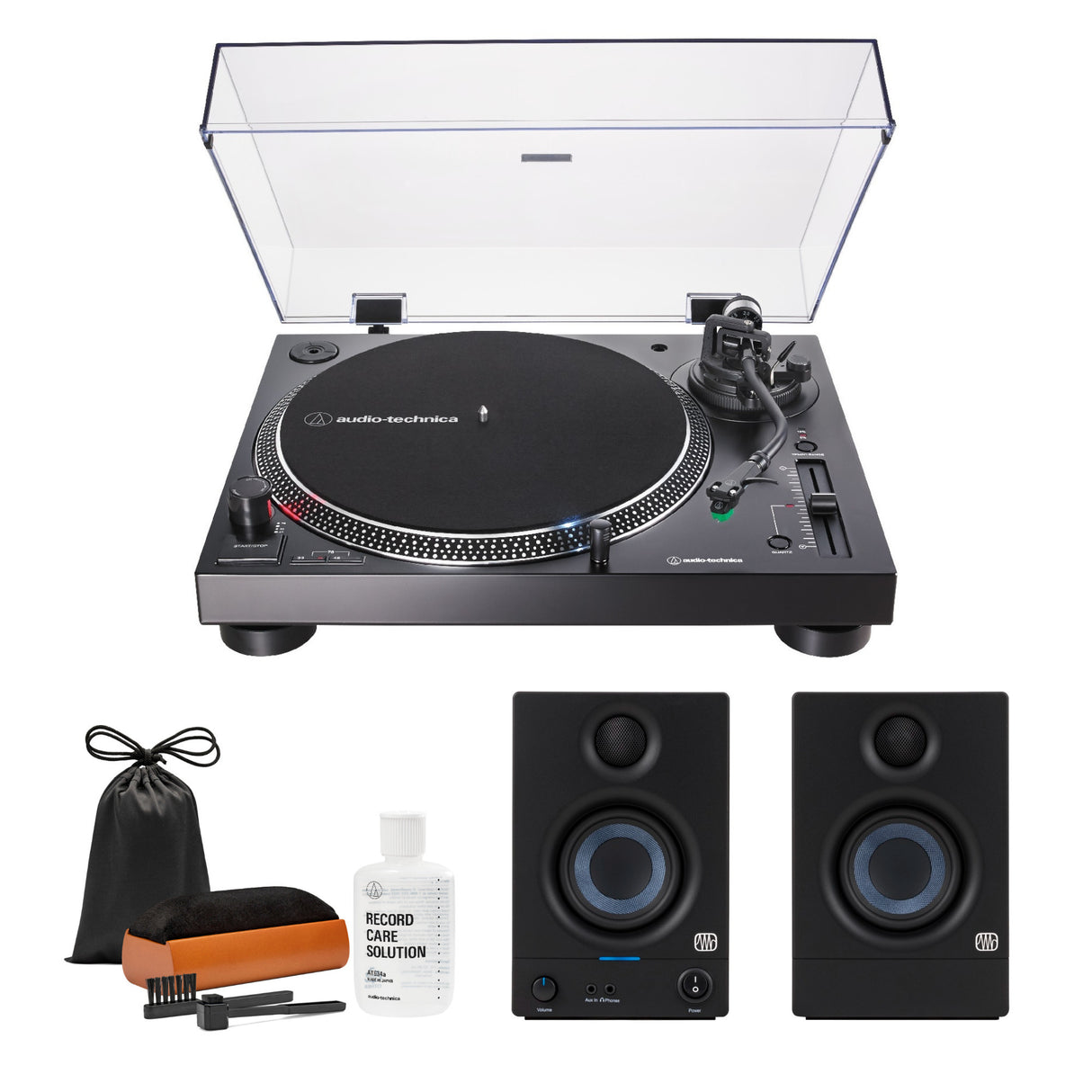 Audio-Technica AT-LP120X-USB Turnable with 2nd Gen Presonus Monitors Bundle