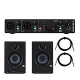 Arturia MiniFuse 2 Audio Interface (Black) with Studio Speakers and TRS Cables