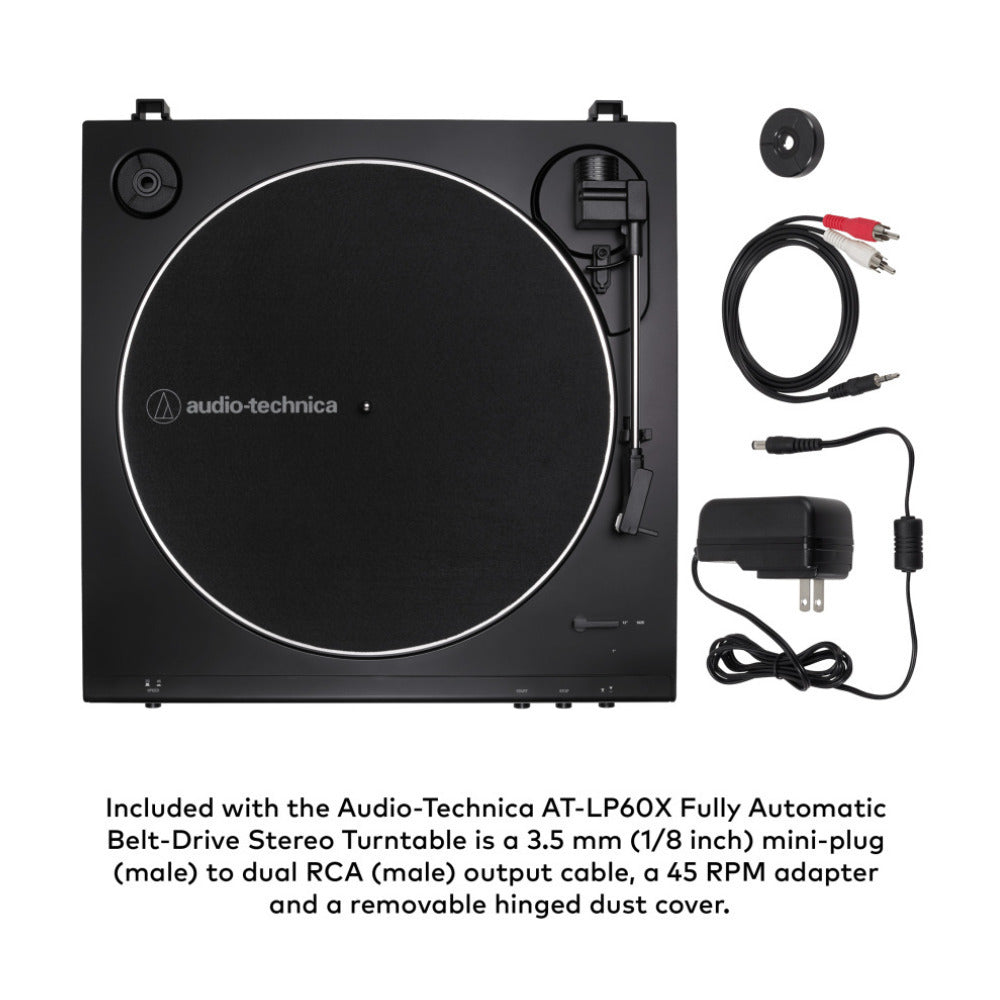 Audio-Technica AT-LP60X Turntable (Black) with Powered Studio Monitors Pair