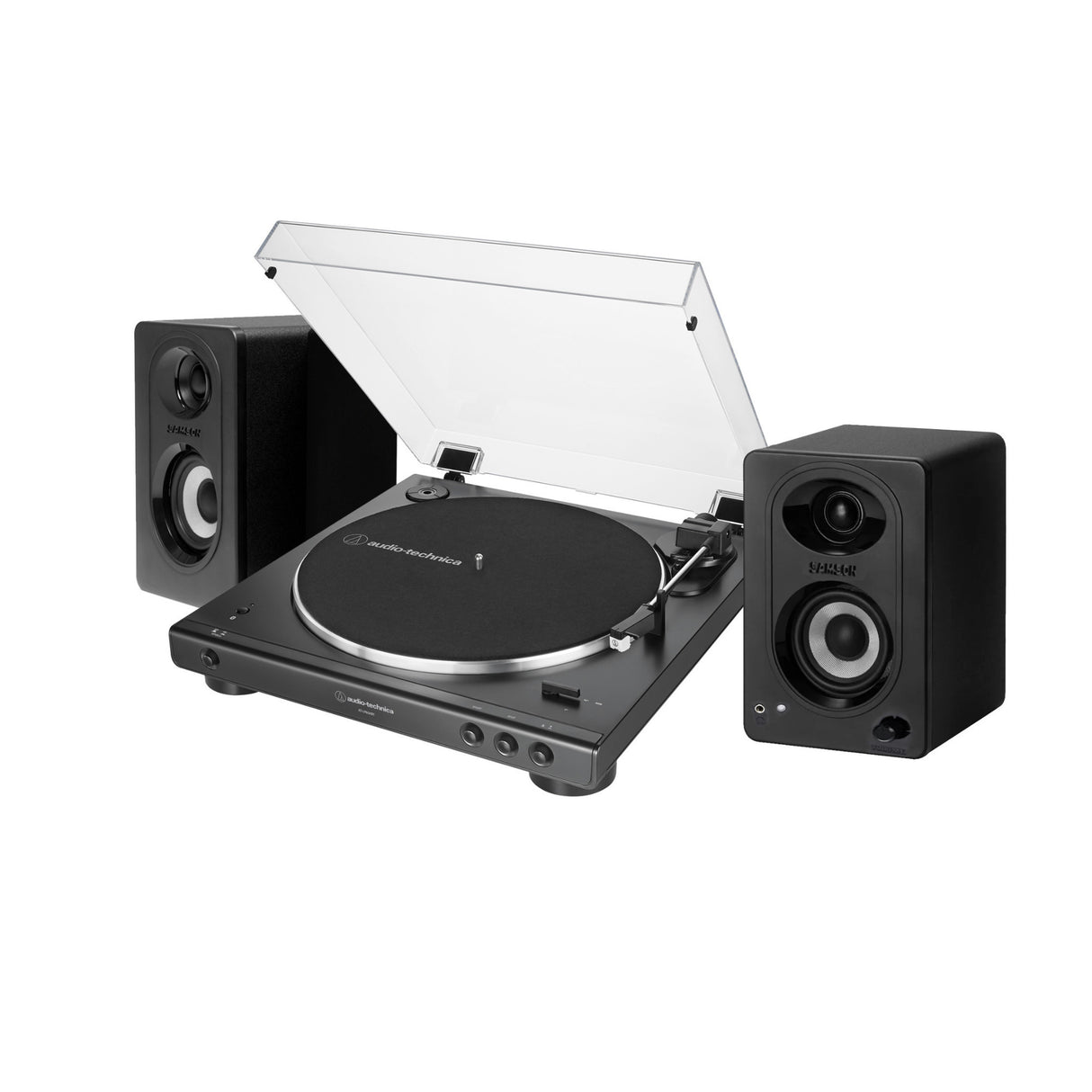 Audio-Technica AT-LP60XBT Bluetooth Stereo Turntable (Black) with Speakers Pairs