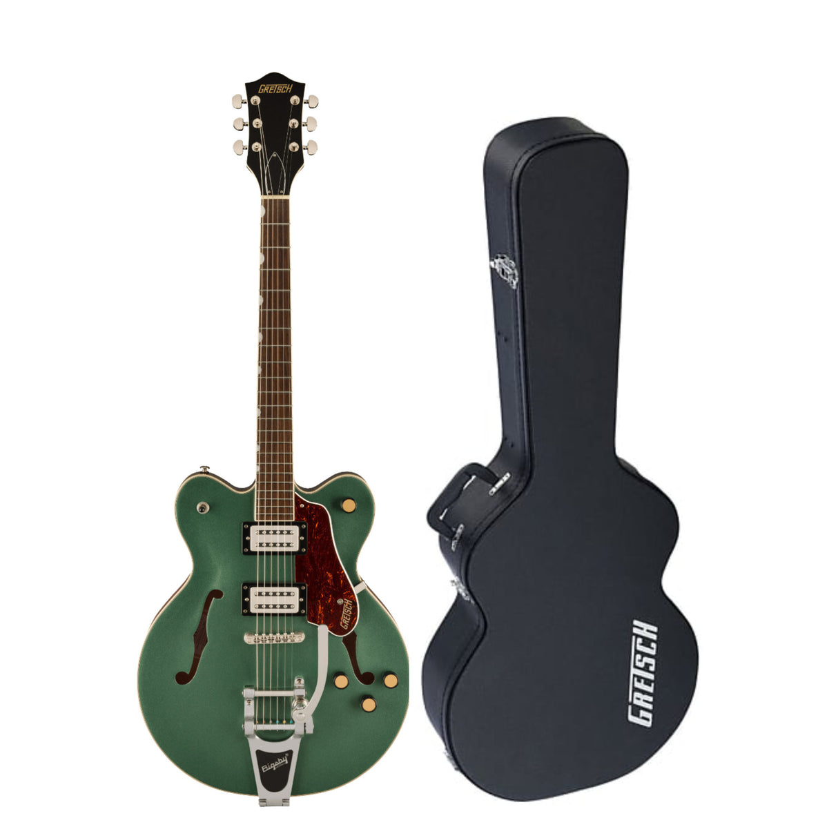 Gretsch G2622T Streamliner Center Block Double-Cut Guitar (Steel Olive) Bundle