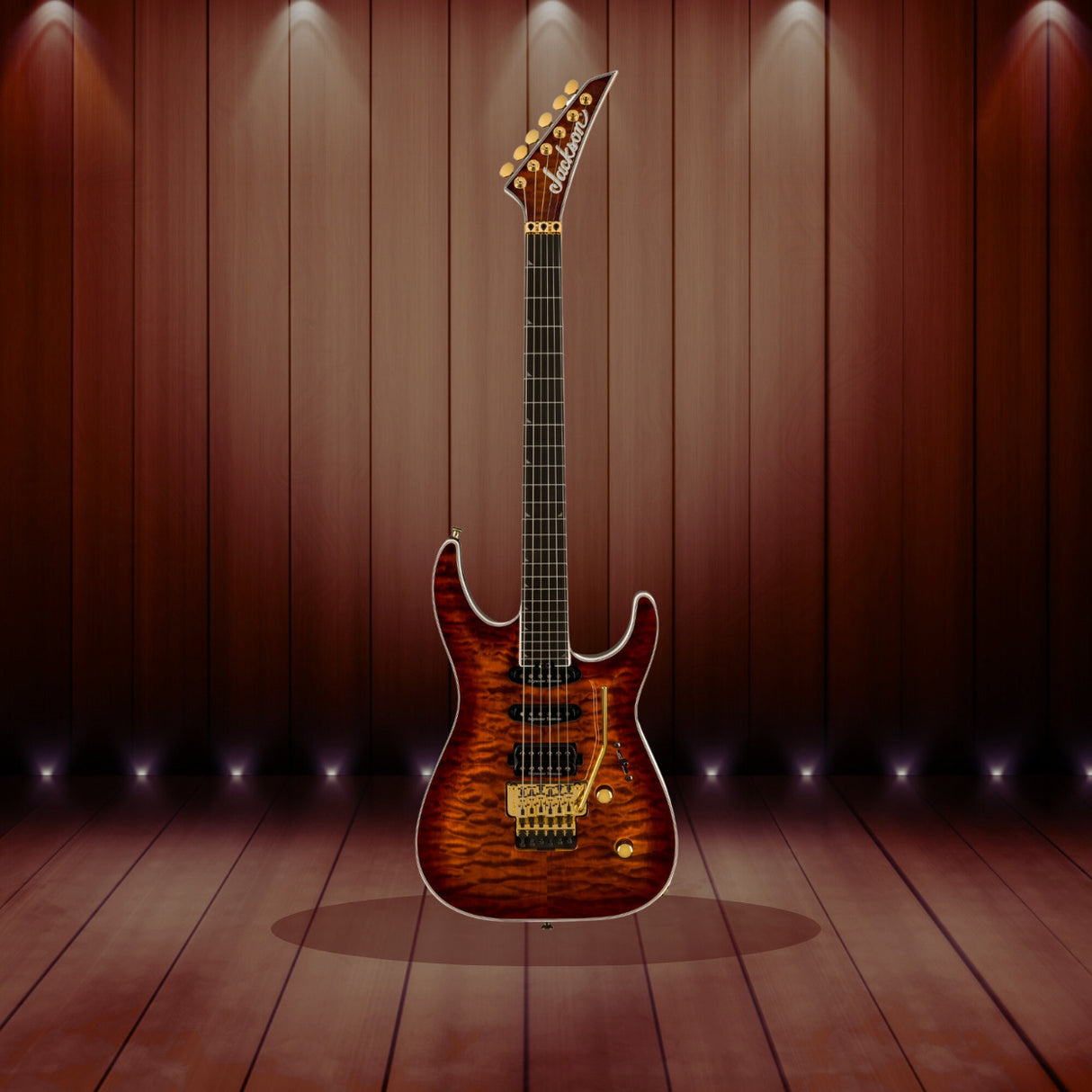 Jackson Pro Plus Series Soloist SLA3Q (Amber Tiger Eye) with Hardshell Case