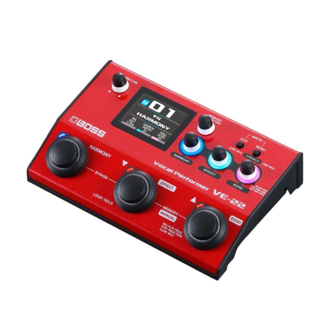 Boss VE-22 Vocal Performer Portable Multi-Effects Processor Bundle with 3 x XLR Mic Cable (4 Items)