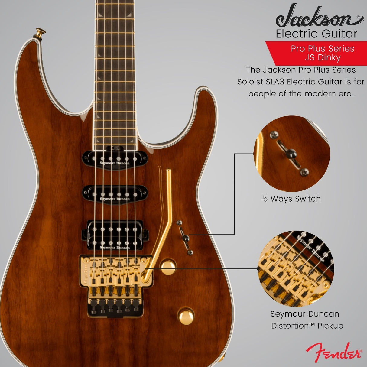 Jackson Pro Plus Series Soloist SLA3 6-String Electric Guitar (Walnut) with Case