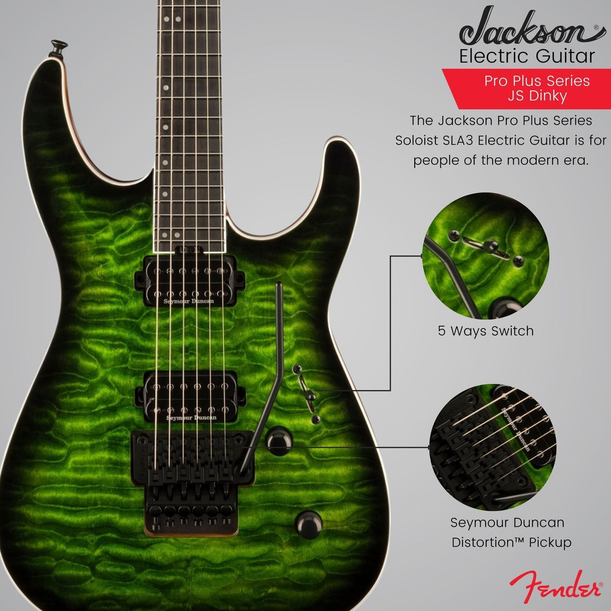 Jackson Pro Plus Series Soloist DKAQ Electric Guitar (Emerald Green) with Case