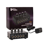 FocusProAudio Compact 4-Ch Stereo Headphone Amplifier with DC 12V Power Adapter