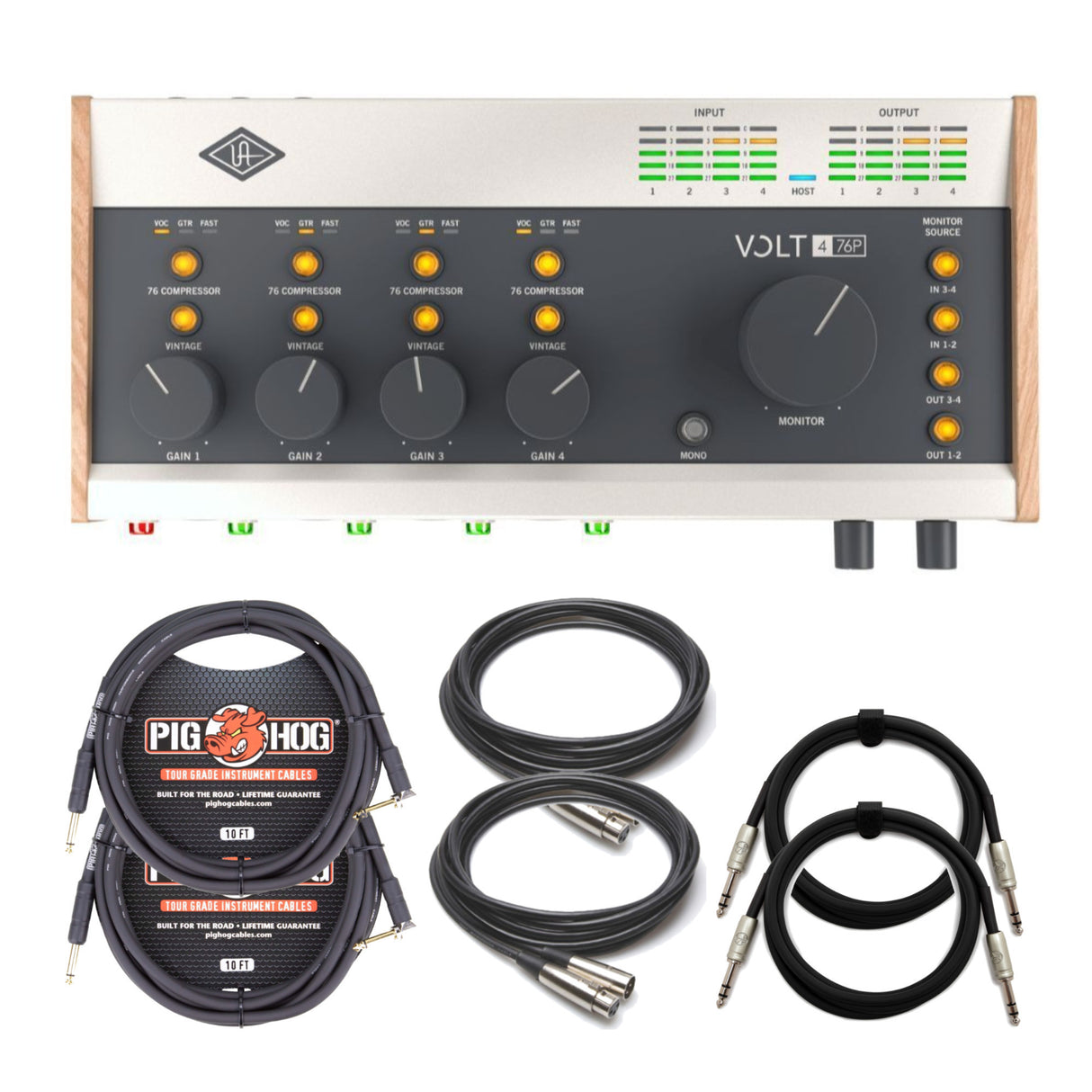 Universal Audio VOLT-476P USB Audio Interface with XLR, Guitar and TRS Cables