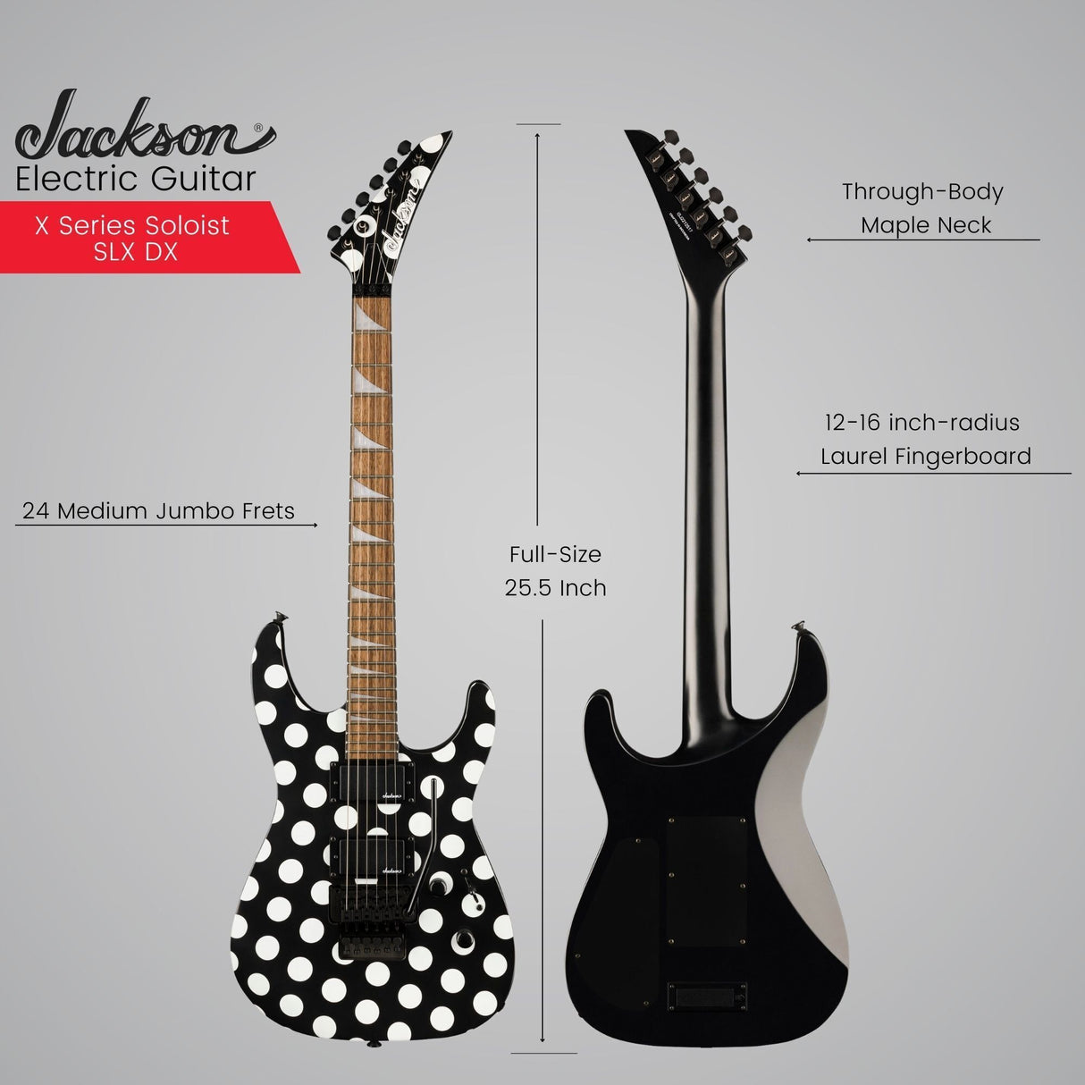 Jackson X Series Soloist SLX DX Electric Guitar (Polka Dot) Bundle