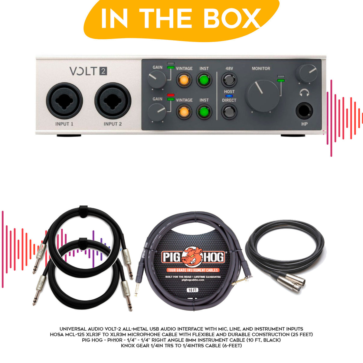 Universal Audio VOLT-2 USB Audio Interface with XLR,Guitar and 1/4 in TRS Cables (Open Box)
