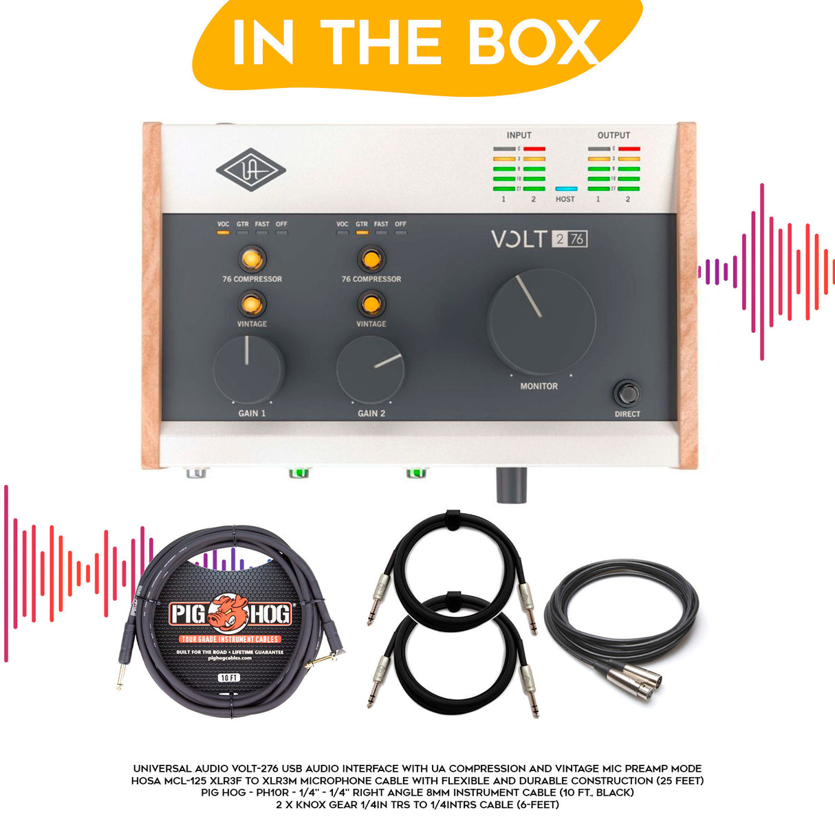 Universal Audio VOLT-276 USB Audio Interface with XLR,Guitar and TRS Cables