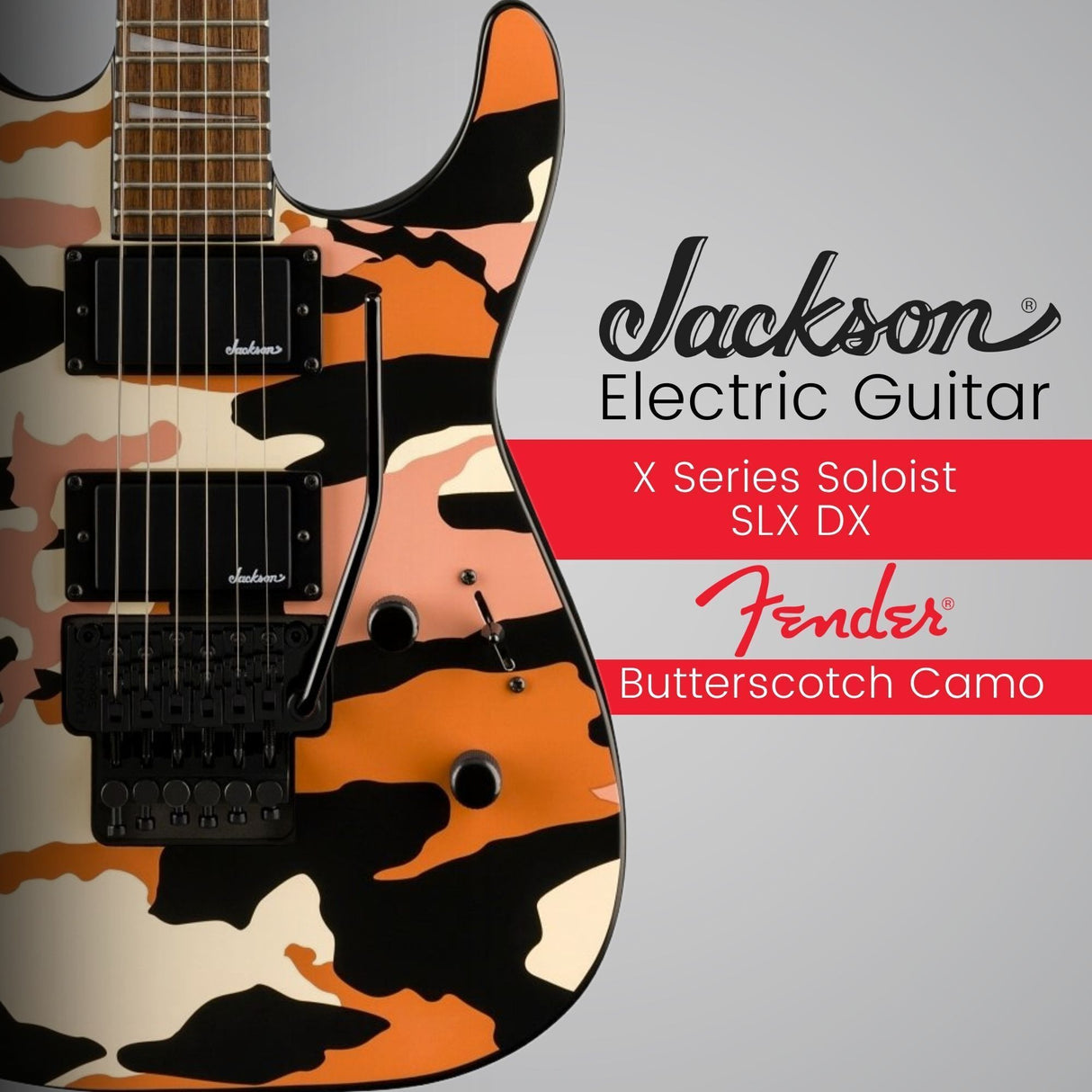 Jackson X Series Soloist SLX DX Electric Guitar (Butterscotch Camo) Bundle