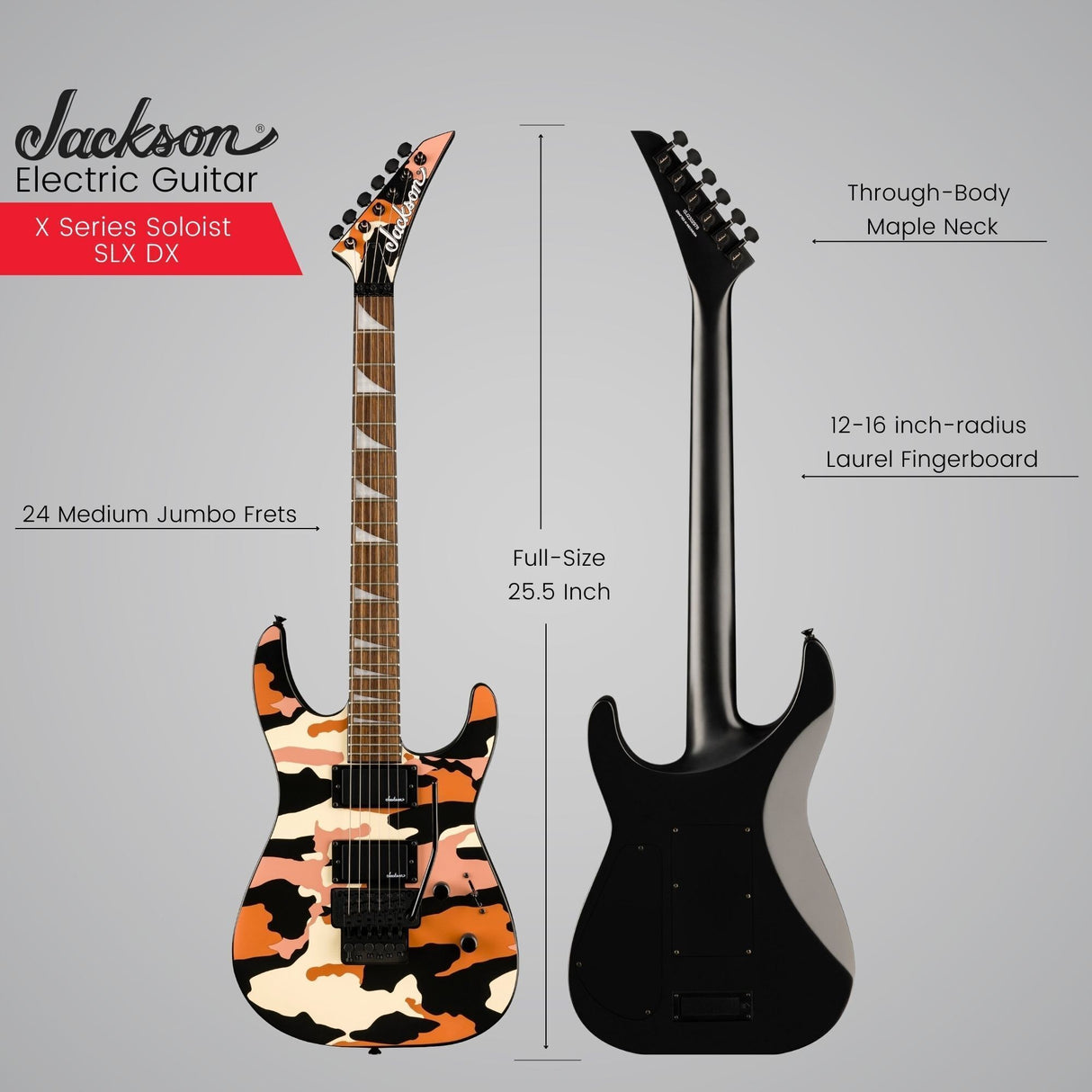 Jackson X Series Soloist SLX DX Electric Guitar (Butterscotch Camo) Bundle
