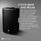 Electro Voice EVERSE 12 12-Inch Battery Powered Speaker (Black) Bundle