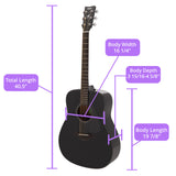 Yamaha FG800J Solid Top Dreadnought Acoustic Guitar, Black