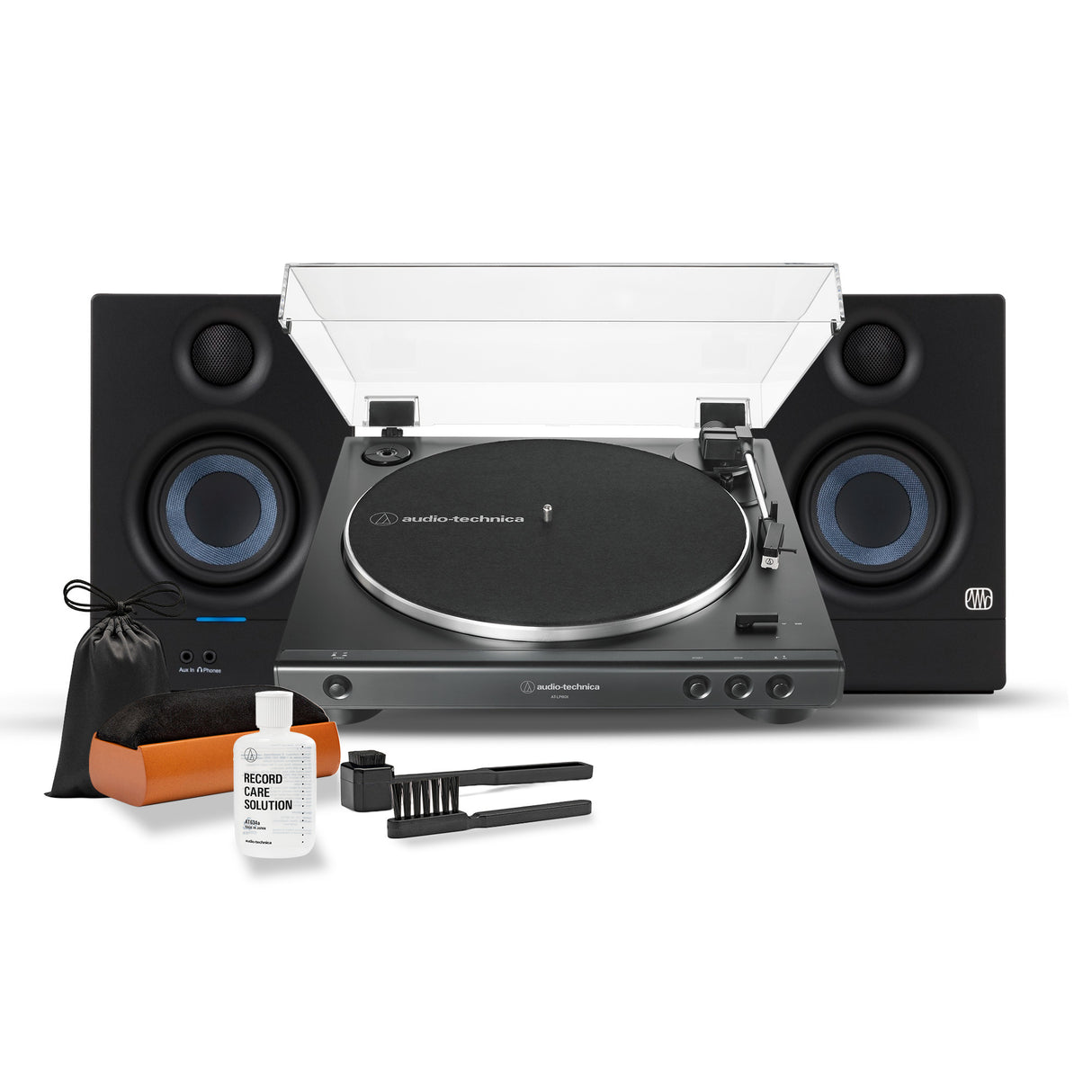Audio-Technica AT-LP60X Turntable with Monitors and Cleaning Kit