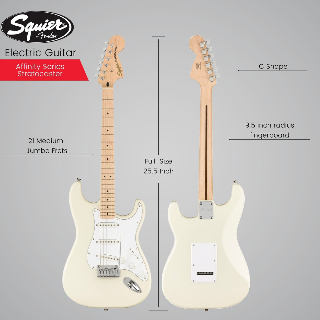 Squier Affinity Series Stratocaster 6-String Electric Guitar Bundle