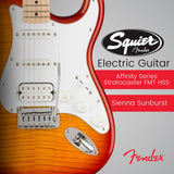 Squier Affinity Series Stratocaster FMT HSS Guitar (Sienna Sunburst) Bundle