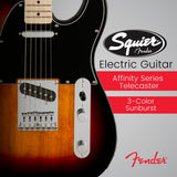 Squier Affinity Series Telecaster Electric Guitar (3-Color Sunburst) Bundle