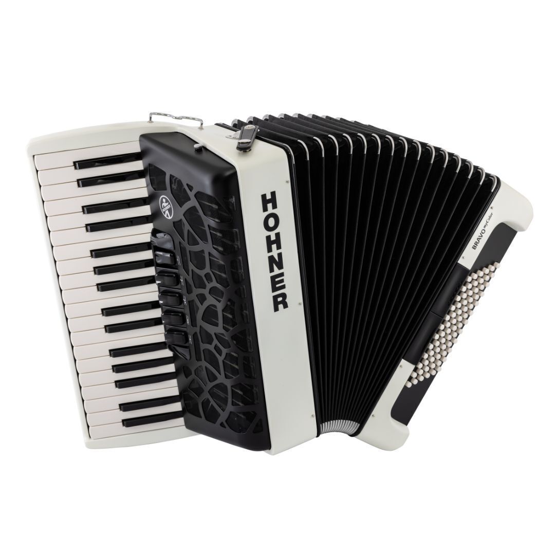 Hohner BRAVO MyColor III 72 Chromatic Piano Key Accordion - Day (Pure White)