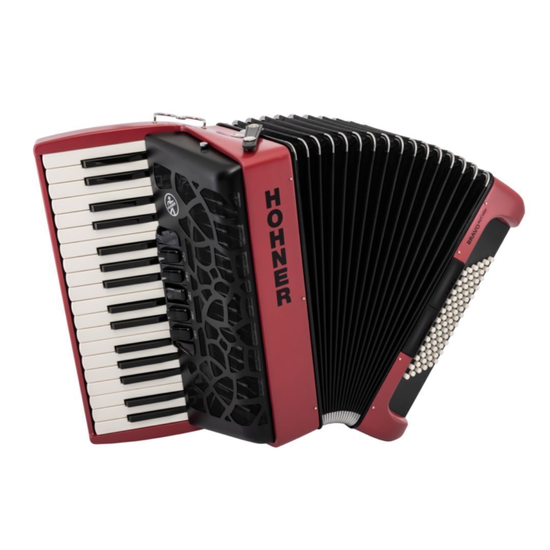 Hohner BRAVO MyColor III 72 Chromatic Piano Key Accordion - Sunset (Red Violet)