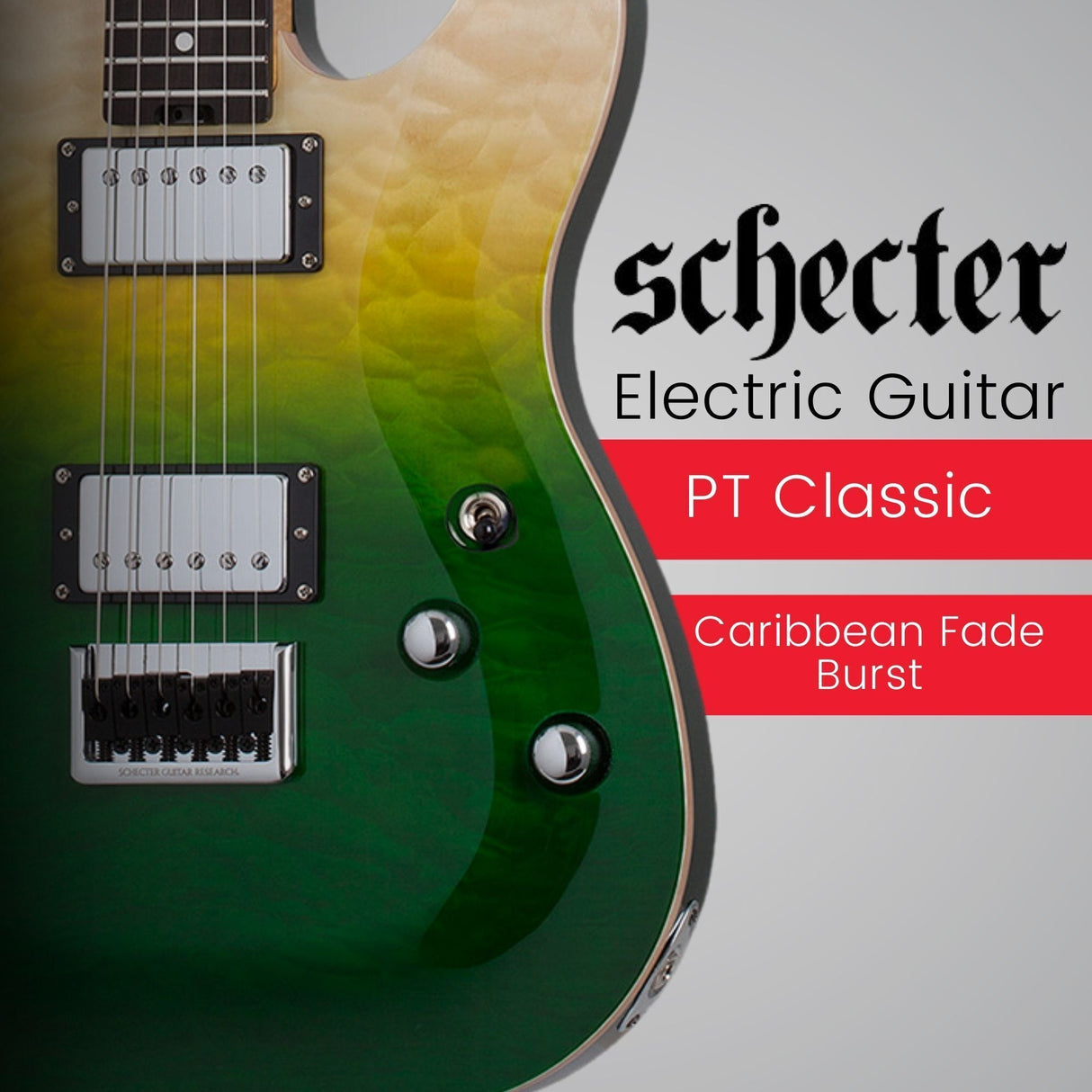 Schecter PT Classic Electric Guitar (Caribbean Fade Burst) with Hardshell Case