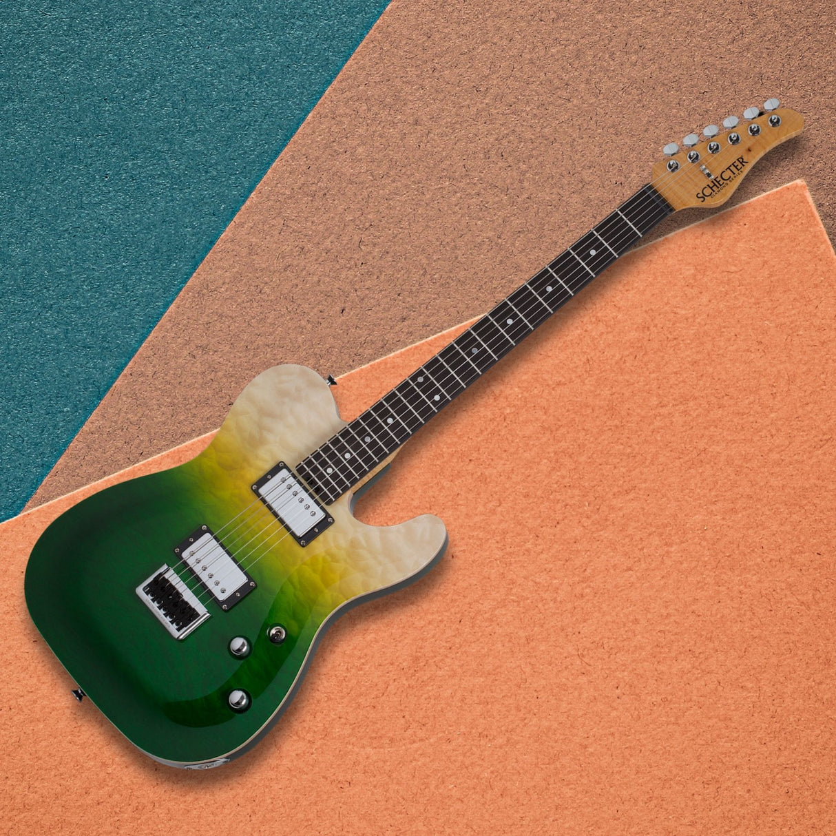 Schecter PT Classic Electric Guitar (Caribbean Fade Burst) with Hardshell Case