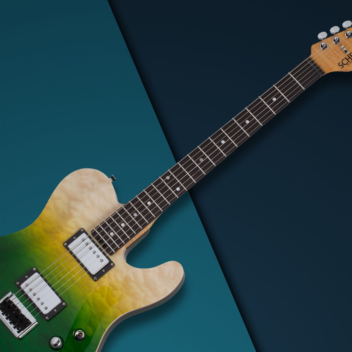 Schecter PT Classic Electric Guitar (Caribbean Fade Burst) with Hardshell Case