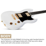 Schecter ZV-H6LLYW66D Electric Guitar (Gloss White) with Hardshell Case Bundle