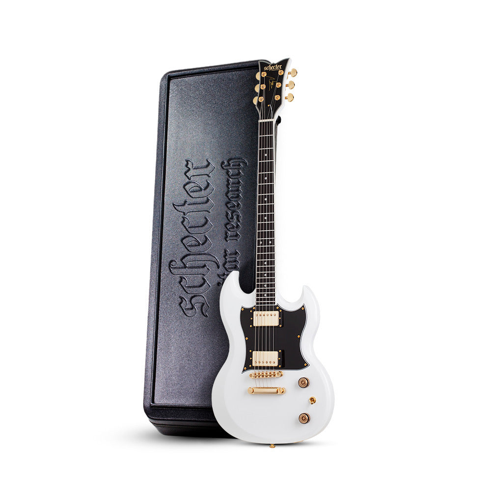 Schecter ZV-H6LLYW66D Electric Guitar (Gloss White) with Hardshell Case Bundle