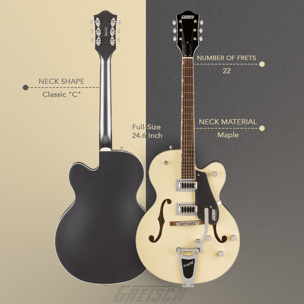 Gretsch G5420T Electric Guitar (2-Tone Vintage White London Grey) + Bag, Strings
