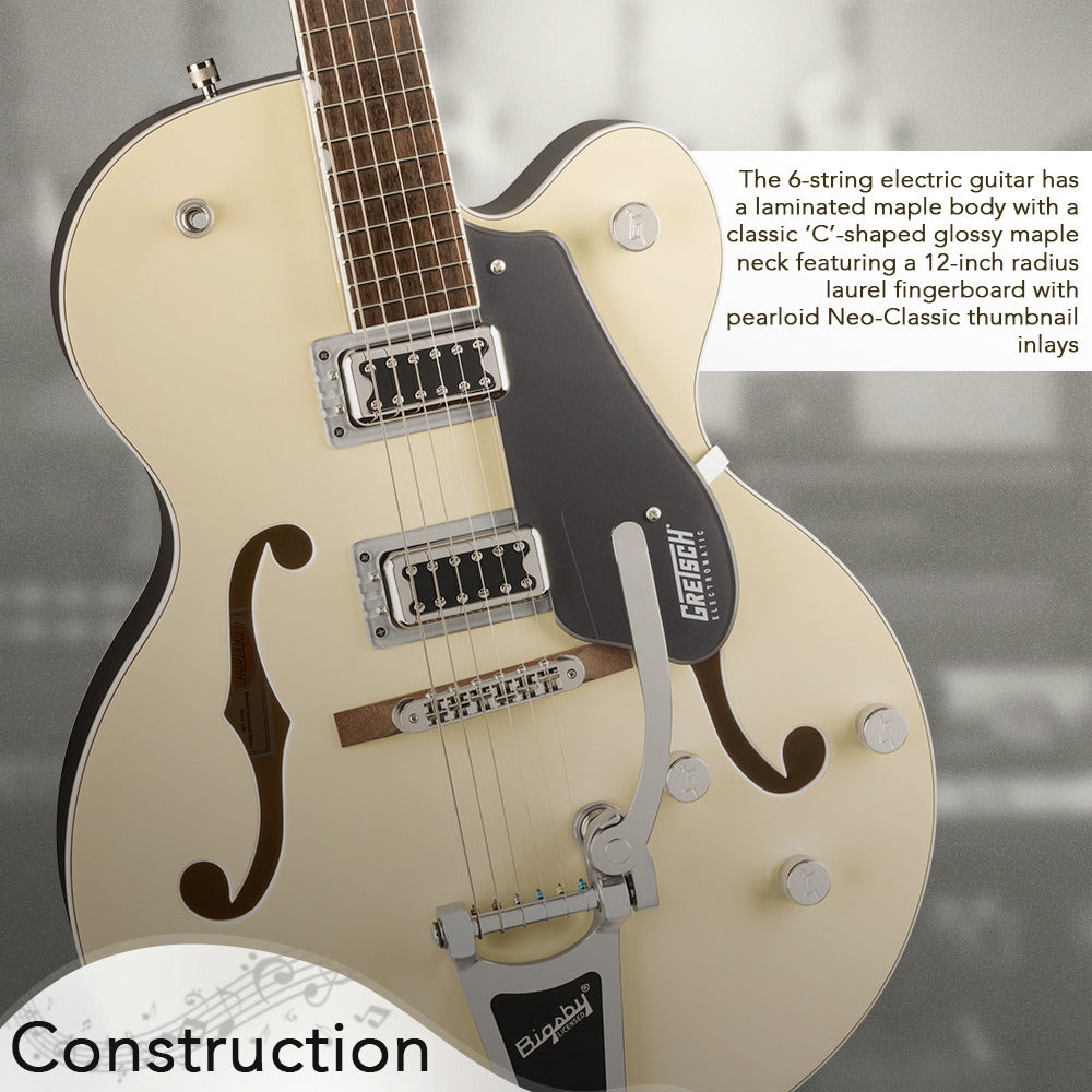 Gretsch G5420T Electric Guitar (2-Tone Vintage White London Grey) + Bag, Strings