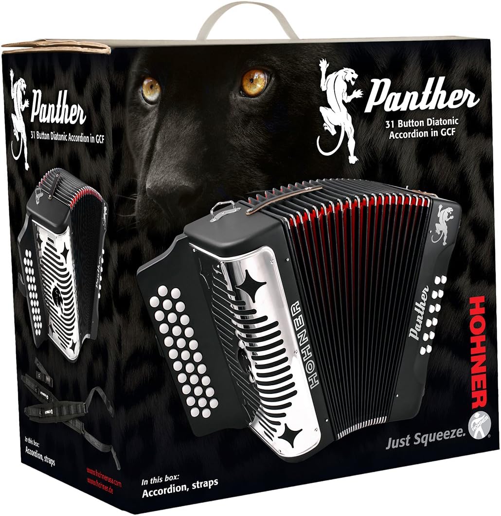 Hohner Accordions Panther 3-Row Diatonic Accordion (Black)