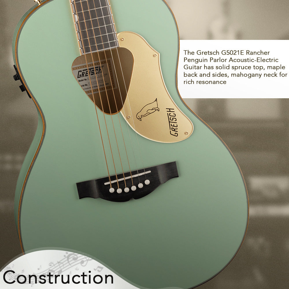 Gretsch G5021E Rancher Penguin Parlor Acoustic-Electric Guitar (Mint) with Case