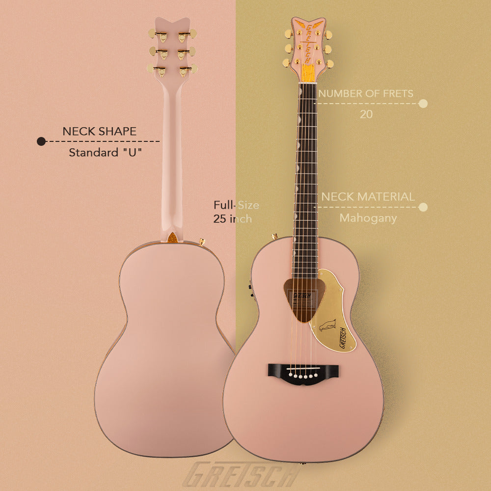 Gretsch G5021E Rancher Penguin Parlor Acoustic-Electric Guitar (Pink) with Case