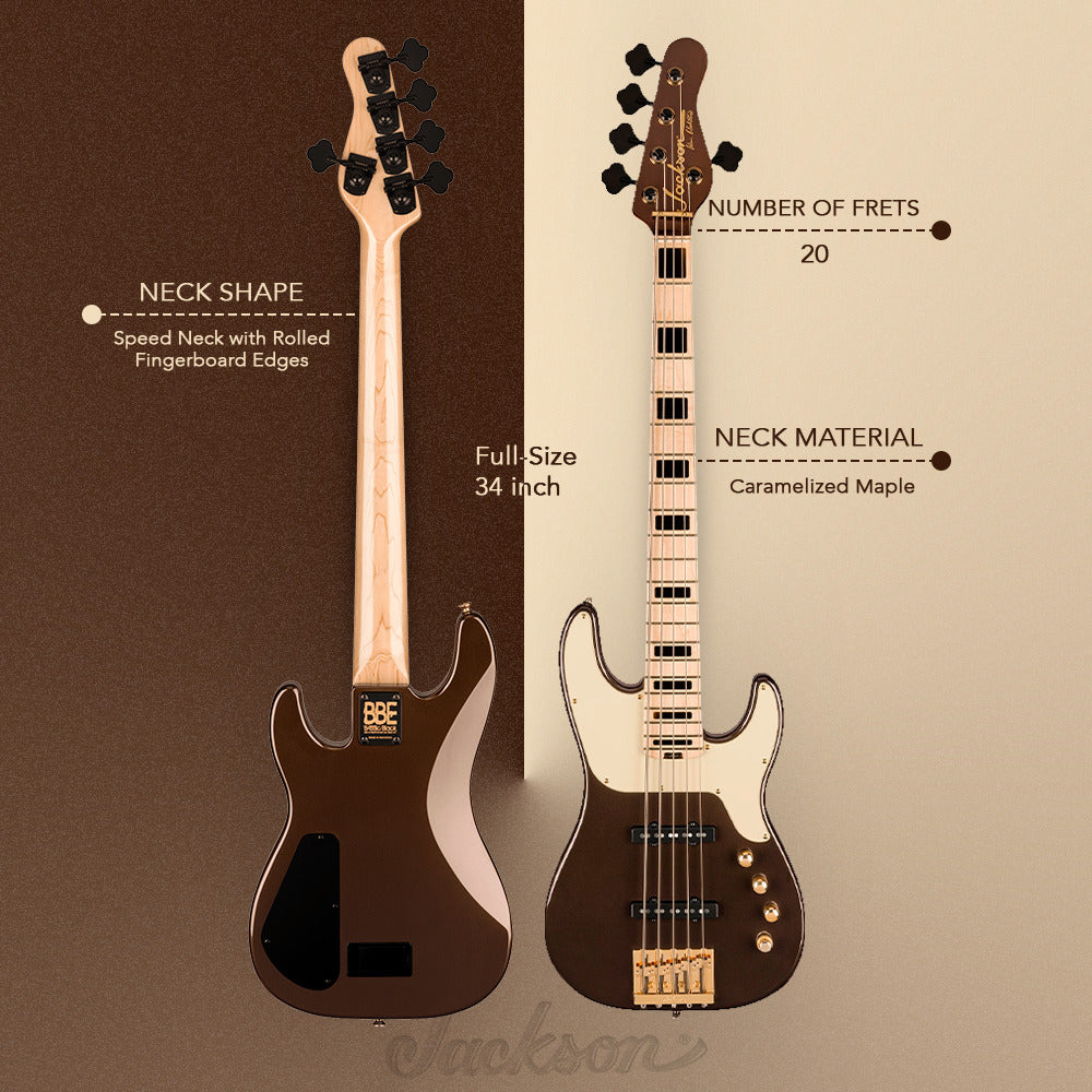 Jackson Gladys Pro Series Signature Concert Bass Guitar (Black Stone) Bundle