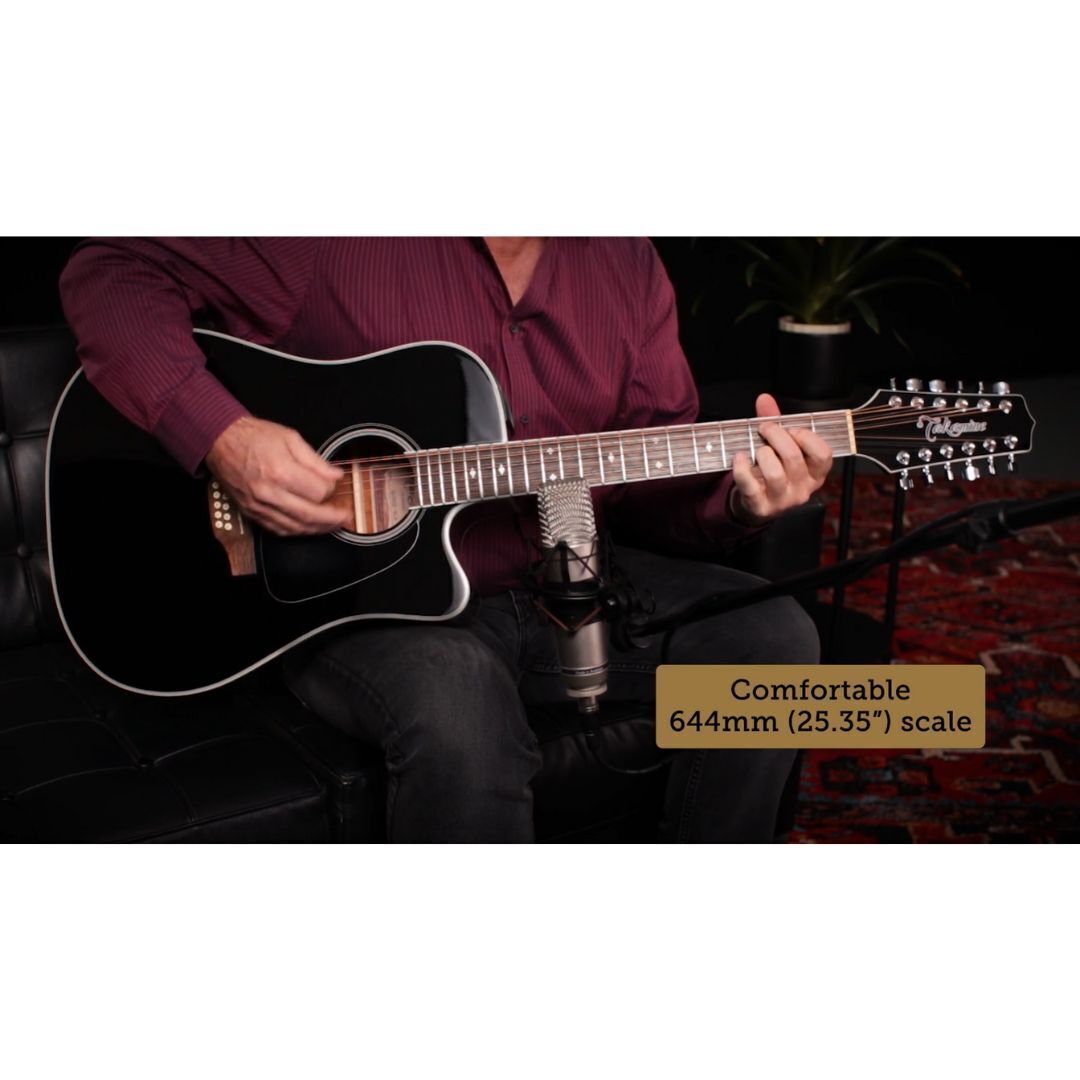 Takamine GD-35CE PW 12-string Dreadnought Acoustic-Electric Guitar - Gloss Black