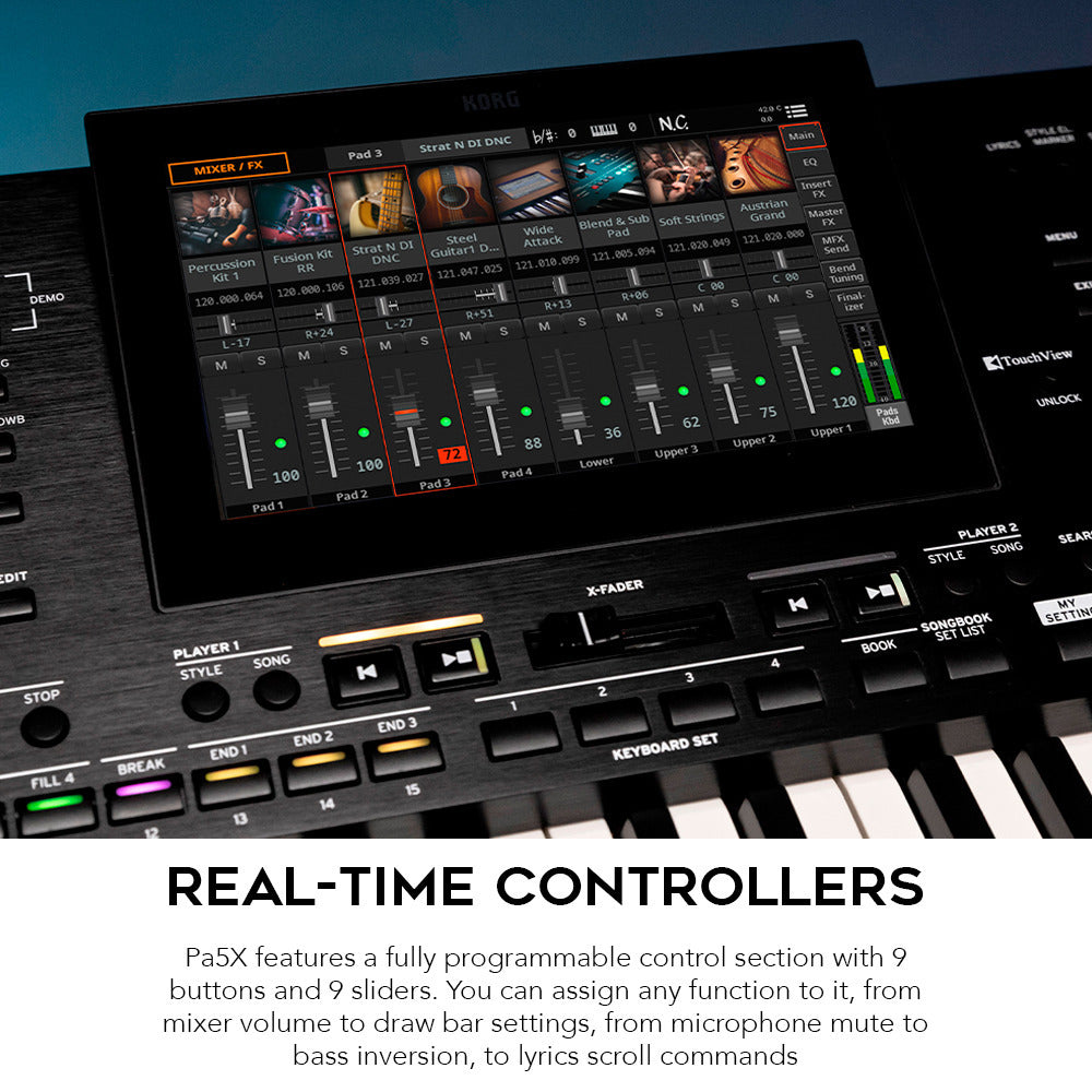 Korg 61-Key Pa5X Professional Arranger with Adjustable Stand and Bench Bundle