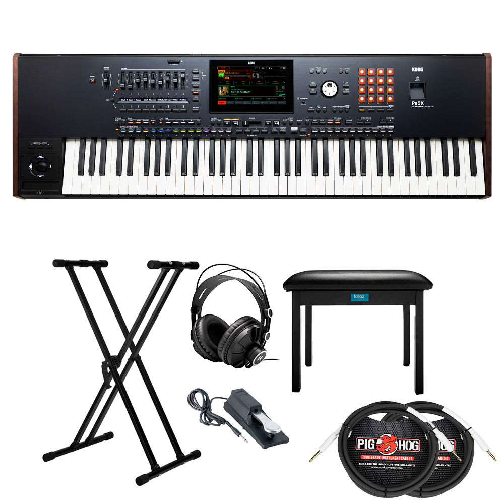 Korg 76-Key Pa5X Professional Arranger with Adjustable Stand and Bench Bundle