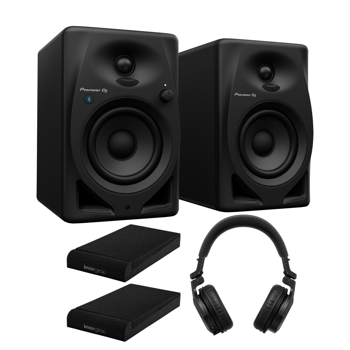 Pioneer DJ DM-40D 20W 4in Desktop Active Monitor Speakers (Black) and Headphones