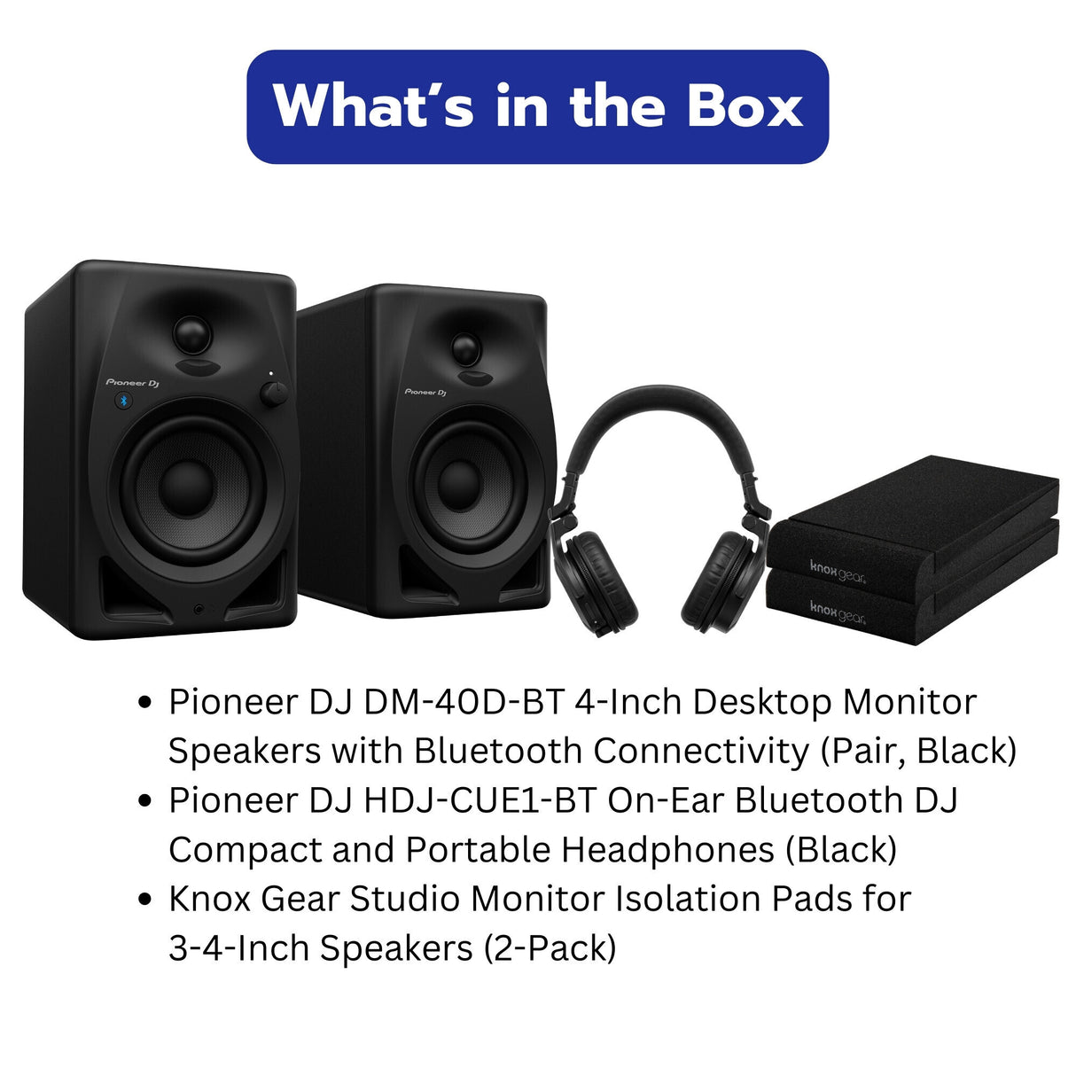 Pioneer DJ DM-40D 20W 4in Desktop Active Monitor Speakers (Black) and Headphones