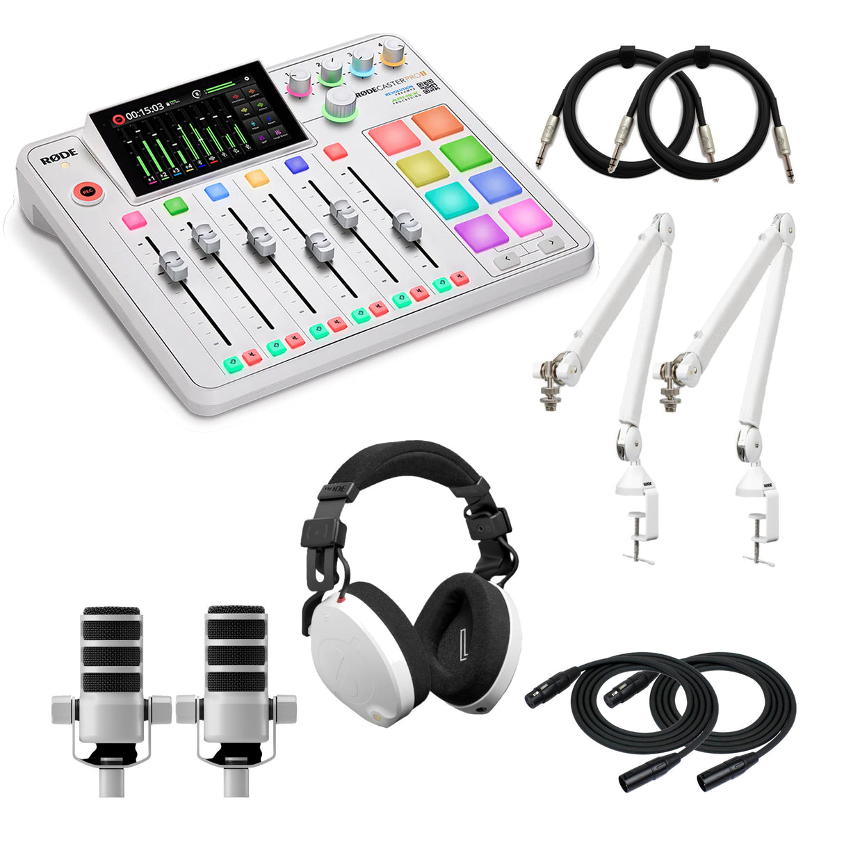 Rode RODECaster Pro II Integrated Audio Production Console (White) Bundle